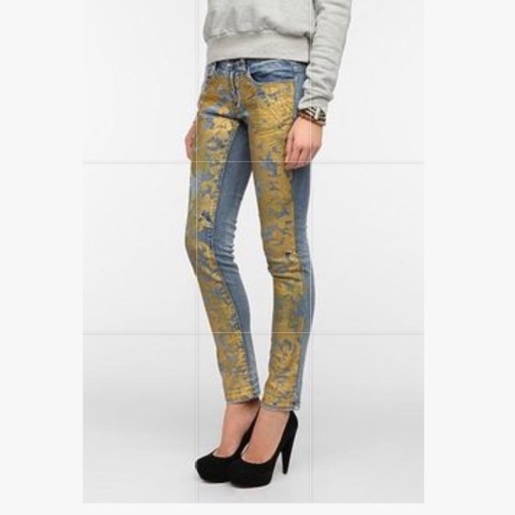 NWOT BLANK NYC GOLD METALLIC SKINNY JEANS 25 - Picture 3 of 9
